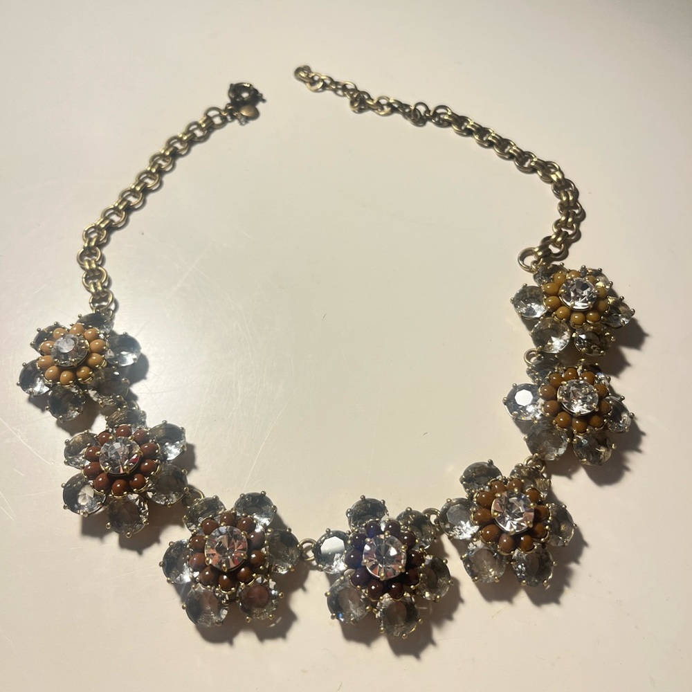 J. Crew Floral Crystal Statement Necklace